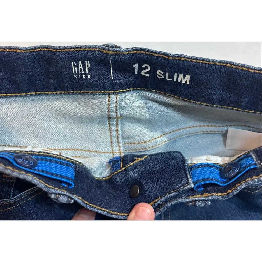 GAP Kids 12 Slim Dark Wash Stretch Skinny JeansAdjustable Waist Youth Boys Girls